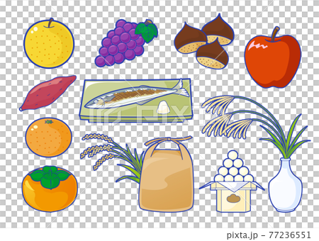 Autumn season taste material set (fruit, rice, moon viewing) Autumn season taste material set (fruit, rice, moon viewing) 77236551