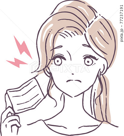 マスクで耳が痛む女性のイラスト素材2 77237191