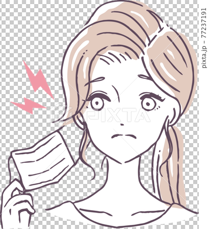マスクで耳が痛む女性のイラスト素材2 77237191