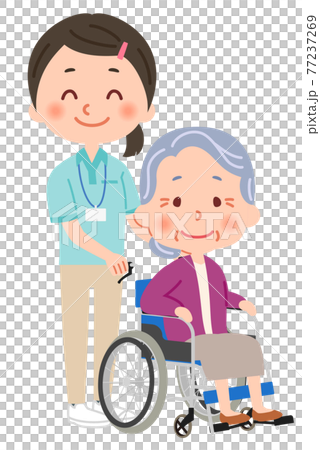 輪椅祖母和幫工婦女 輪椅祖母和幫工婦女 77237269