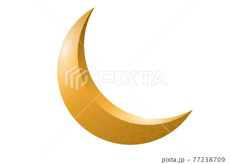 Crescent moon Beautiful golden color on white background for card design or Ramadan Kareem background. 77238709