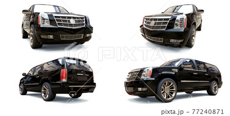 Set big black premium SUV on a white background. 3d rendering. Set big black premium SUV on a white background. 3d rendering. 77240871