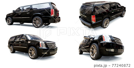 Set big black premium SUV on a white background. 3d rendering. Set big black premium SUV on a white background. 3d rendering. 77240872
