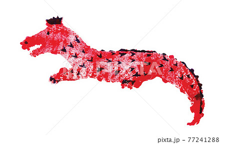 Screen hand printing, stamp ink, red crocodile, vector Screen hand printing, stamp ink, red crocodile, vector 77241288