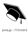 Black graduate cap glyph icon vector object on white background. Student hat element. Learning, education, graduation, success symbol. Master degree sign. Knowledge concept 77241643