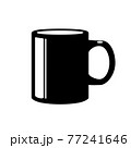 Black office mug glyph vector object isolated on white background. Ceramic cup in flat cartoon element with empty space for decoration. Morning symbol. 77241646