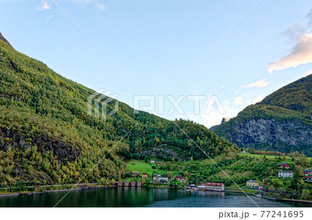 Scenic view of Flam village- Norway 77241695