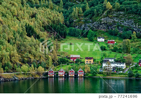 Scenic view of Flam village- Norway 77241696