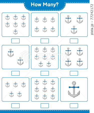 Counting game, how many Anchor. Educational children game, printable worksheet, vector illustration Counting game, how many Anchor. Educational children game, printable worksheet, vector illustration 77242172