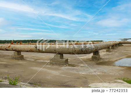 View of the structure for cooling service water for a power plant. 77242353