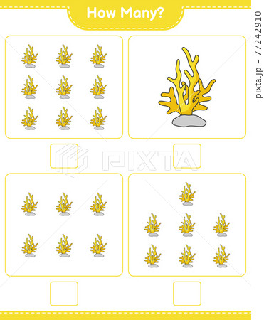 Counting game, how many Coral. Educational children game, printable worksheet, vector illustration 77242910