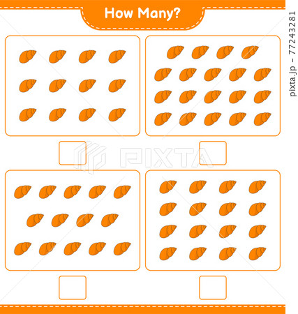 Counting game, how many Sea Shells. Educational children game, printable worksheet, vector illustration 77243281