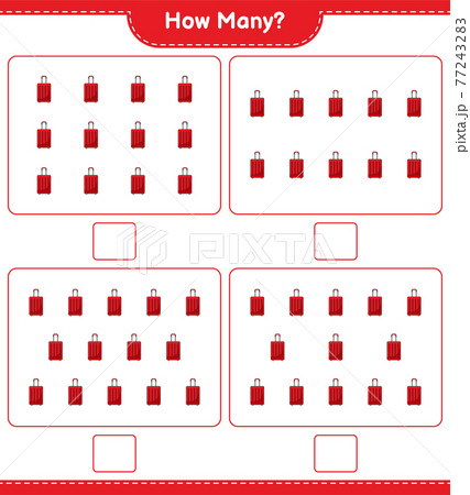 Counting game, how many Travel Bag. Educational children game, printable worksheet, vector illustration 77243283
