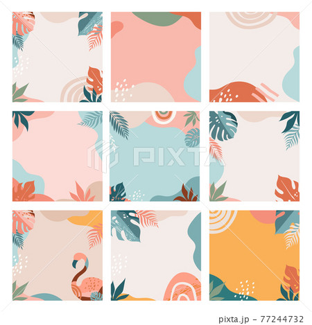 Bohemian Summer, set of modern summer sale post design with rainbow, flamingo, pineapple, ice cream Bohemian Summer, set of modern summer sale post design with rainbow, flamingo, pineapple, ice cream 77244732