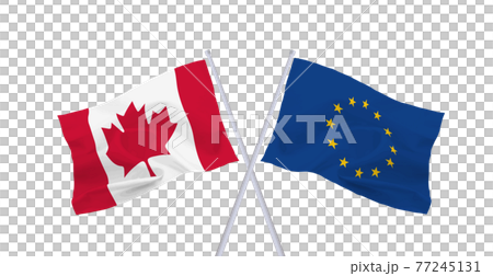 加拿大和歐盟旗幟 77245131
