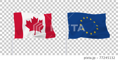 加拿大和歐盟旗幟 77245132