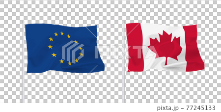 加拿大和歐盟旗幟 77245133