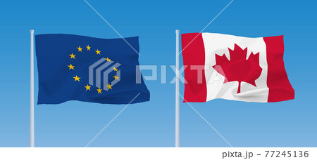 カナダとEUの旗 77245136