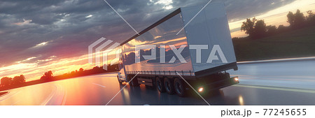 Truck on the road, highway. Transports, logistics concept. 3d rendering 77245655
