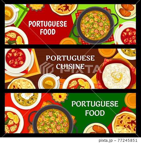 Portuguese food banners, Portugal cuisine menu 77245851
