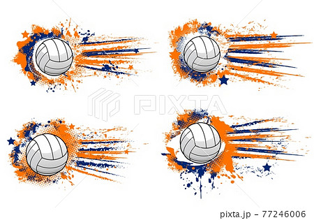 Volleyball ball, sport tournament halftone banners Volleyball ball, sport tournament halftone banners 77246006