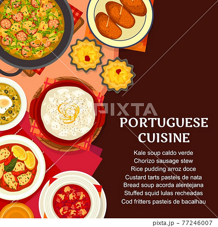 Portuguese food menu cover, Portugal cuisine dish 77246007