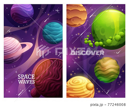 Space planet banners, universe galaxy exploration 77246008