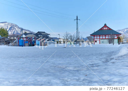 秋田県おがち道の駅雪景色 秋田県おがち道の駅雪景色 77246127