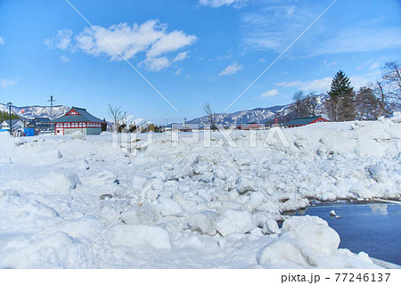 秋田県おがち道の駅雪景色 秋田県おがち道の駅雪景色 77246137