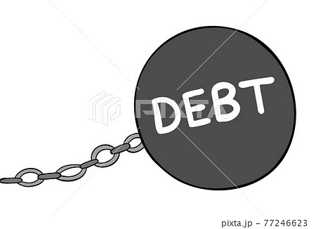 Cartoon vector illustration of big debt weight and chain. 77246623