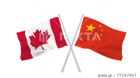 カナダと中国の旗 77247957