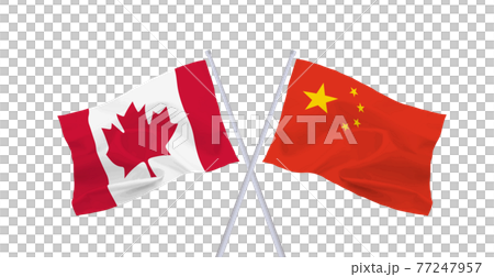 カナダと中国の旗 77247957