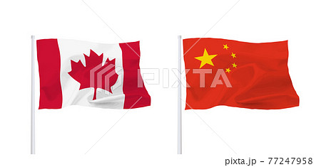 カナダと中国の旗 77247958