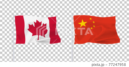 カナダと中国の旗 77247958