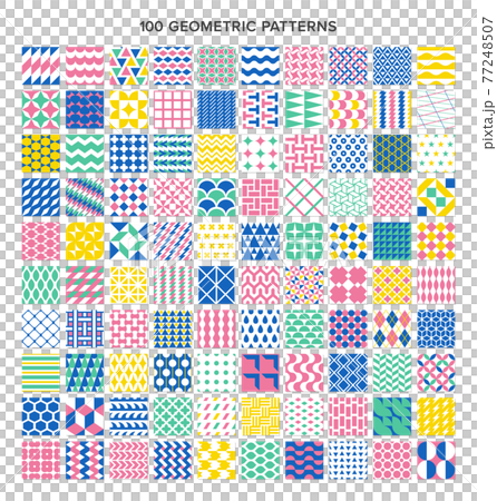 100種類の幾何学模様のシームレスパターン 77248507