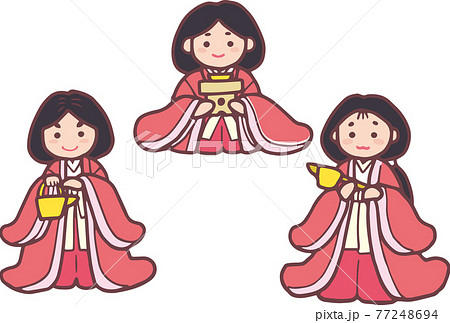 ひな祭り_三人官女_並び ひな祭り_三人官女_並び 77248694