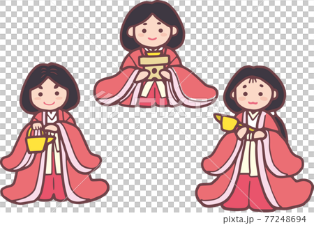ひな祭り_三人官女_並び ひな祭り_三人官女_並び 77248694