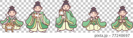 ひな祭り_五人囃子_横一列並び 77248697