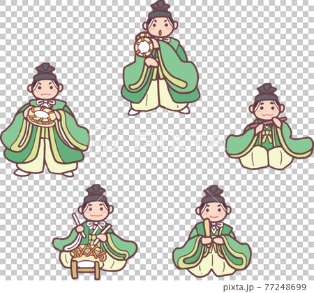ひな祭り_五人囃子_円並び ひな祭り_五人囃子_円並び 77248699