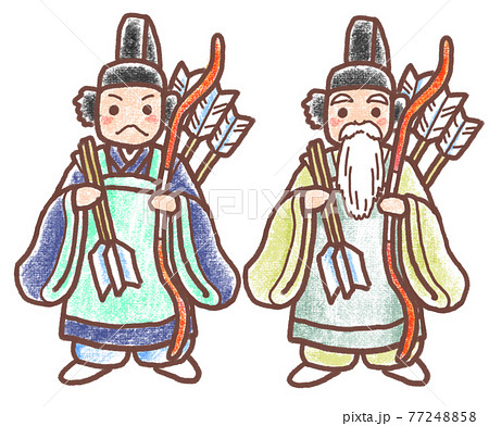 ひな祭り_随身右大臣左大臣_クレヨン画風 ひな祭り_随身右大臣左大臣_クレヨン画風 77248858