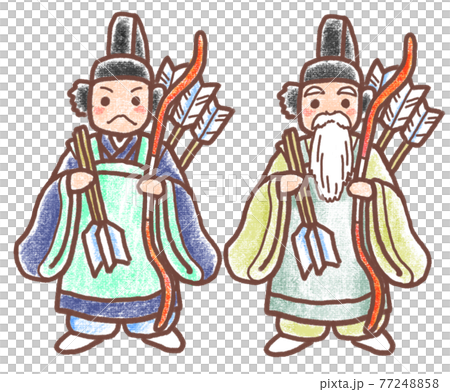 ひな祭り_随身右大臣左大臣_クレヨン画風 ひな祭り_随身右大臣左大臣_クレヨン画風 77248858