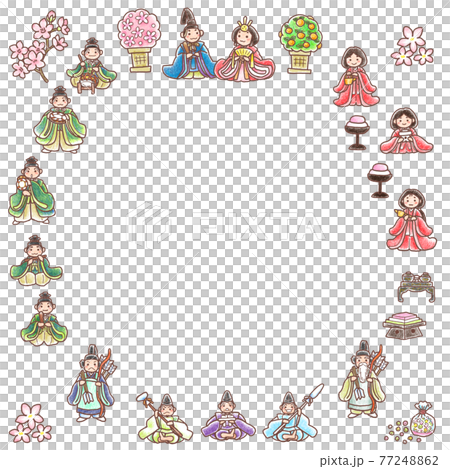 Hinamatsuri_Hinamatsuri lined up in a circle_Crayon style 77248862