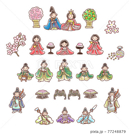 ひな祭り_おひなさま_クレヨン画風 ひな祭り_おひなさま_クレヨン画風 77248879