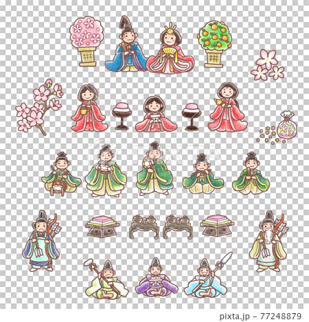 ひな祭り_おひなさま_クレヨン画風 ひな祭り_おひなさま_クレヨン画風 77248879