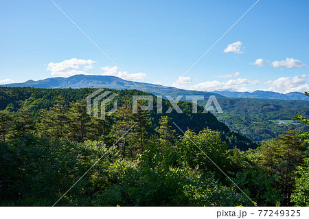 群馬県吾妻郡長原町　国道146号からの草津白根山 77249325