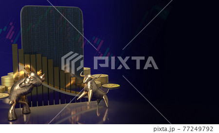 The gold bull and bear for business concept 3d rendering 77249792