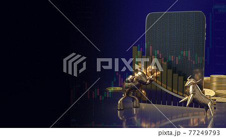 The gold bull and bear for business concept 3d rendering 77249793
