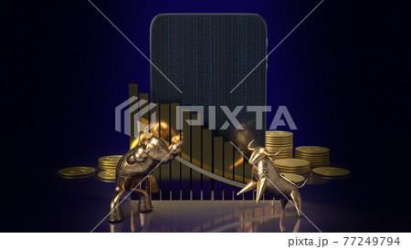 The gold bull and bear for business concept 3d rendering 77249794
