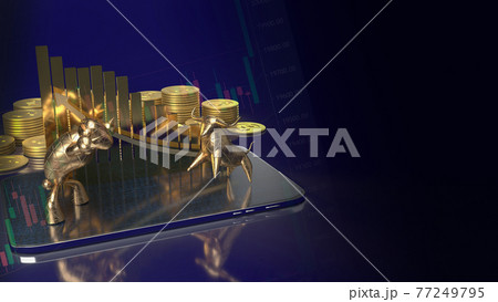 The gold bull and bear for business concept 3d rendering The gold bull and bear for business concept 3d rendering 77249795