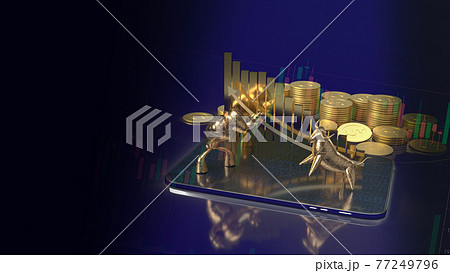 The gold bull and bear for business concept 3d rendering The gold bull and bear for business concept 3d rendering 77249796